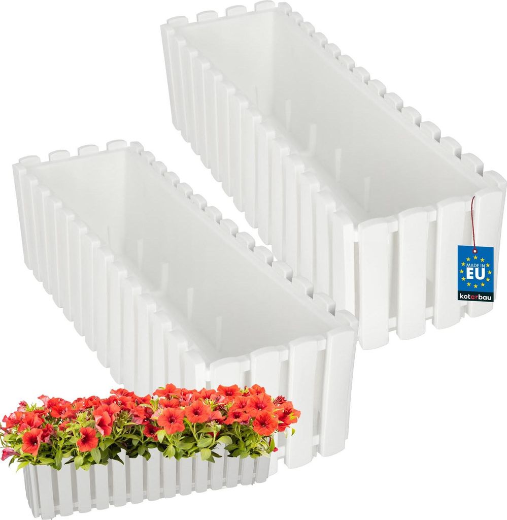 KOTARBAU® 2er Set Blumenkasten Blumentopf 58x18x16 cm Weiß Produktbild 