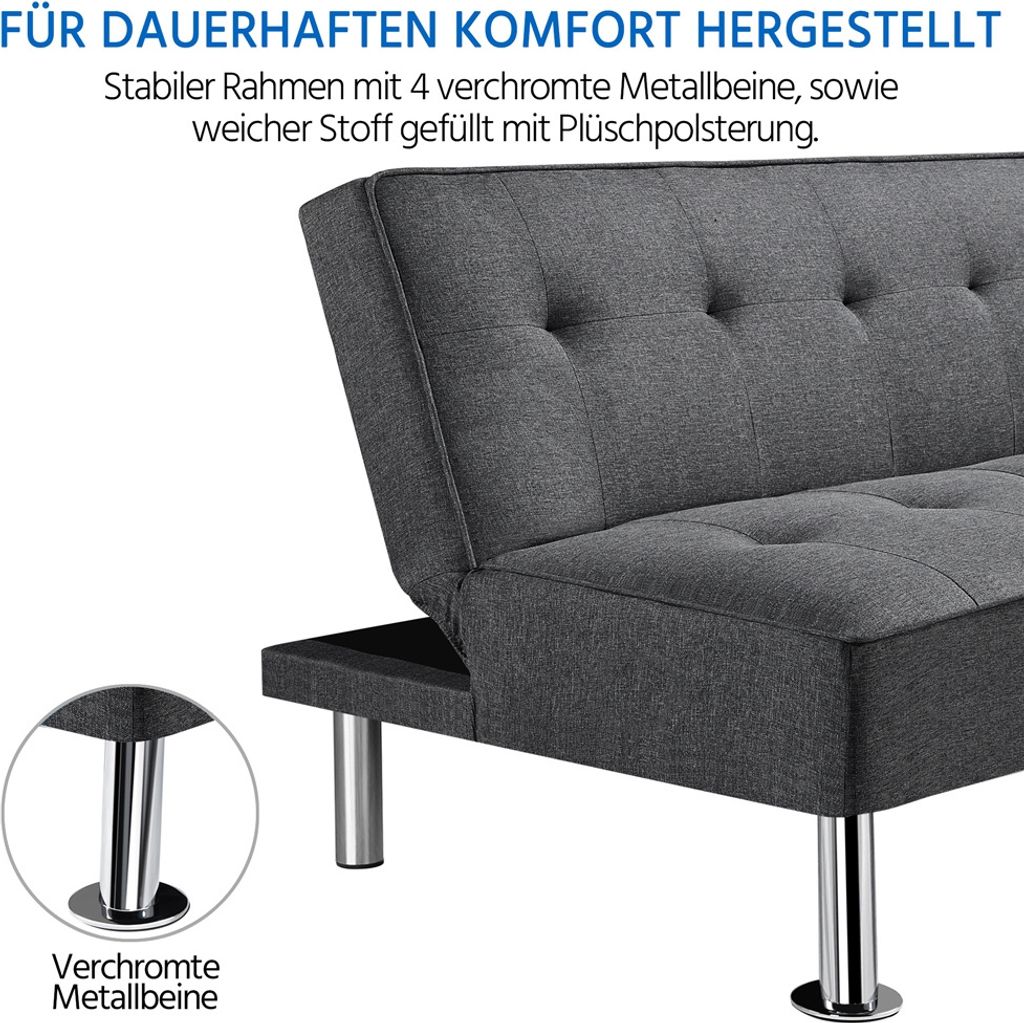Yaheetech 3-Sitzer Schlafsofa Sofabett mit 166 × 92 cm Produktbild 7