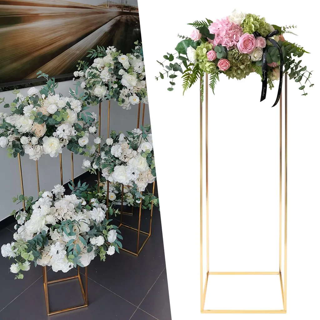 Support fleurs stable colonne dorée pour éviter l'encombrement de table