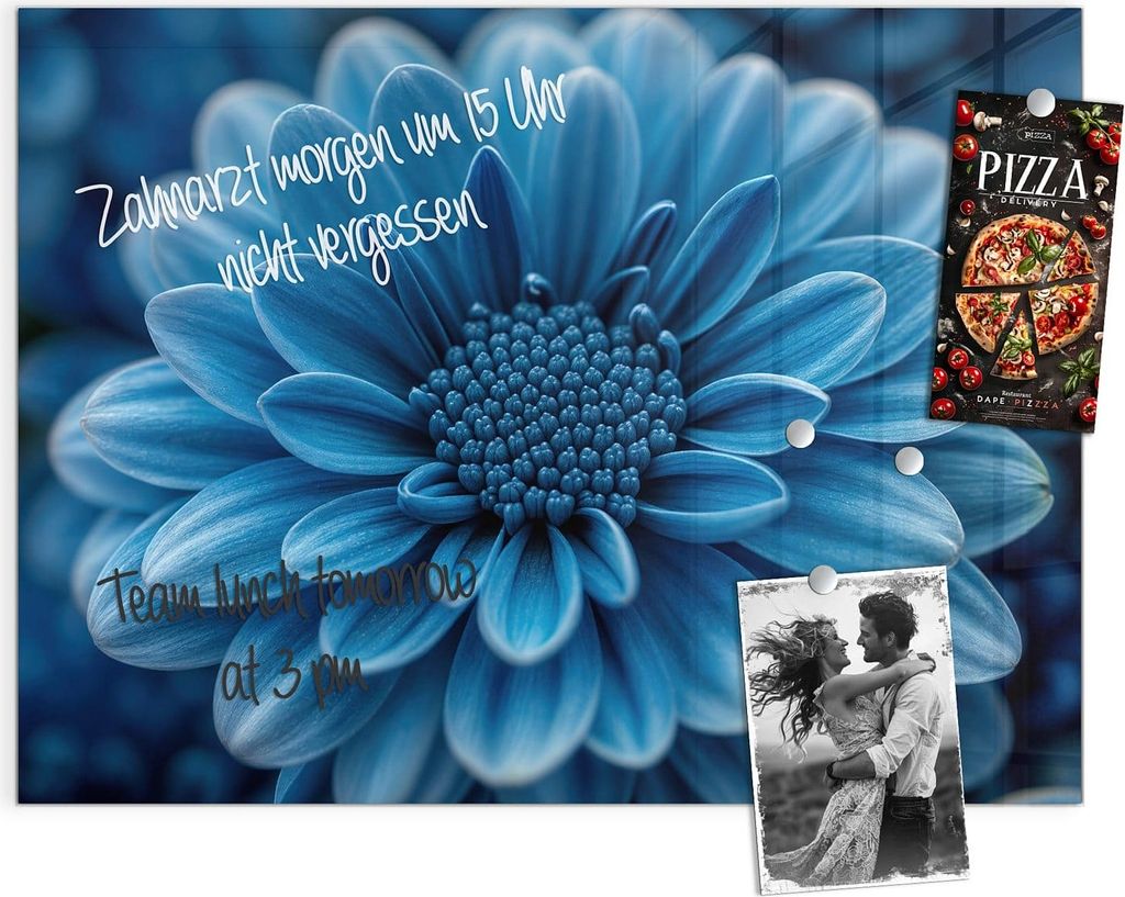 Magnettafel 120x90cm Pinnwand Whiteboard beschreibbar - Blaue Blume