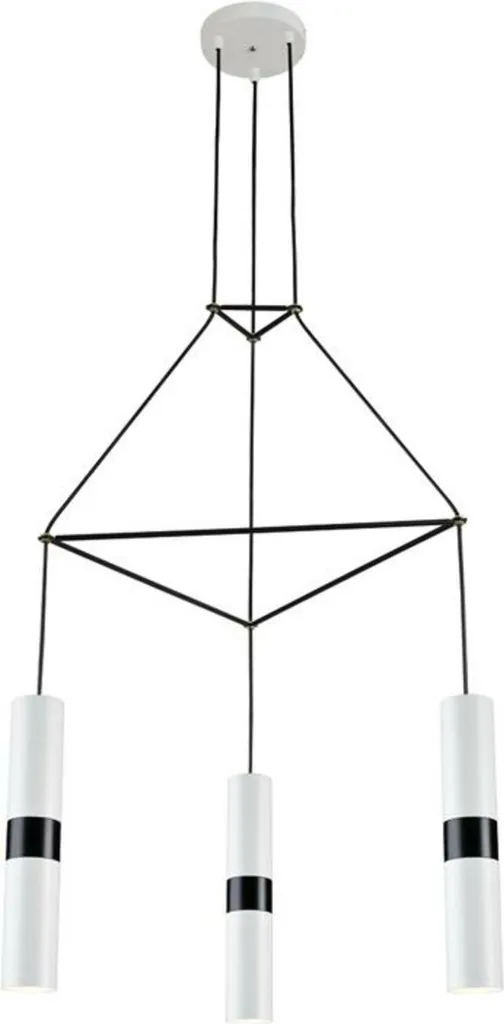 Suspension 3 lumières design géométrique blanc 150cm ACA DA VINCI HM853