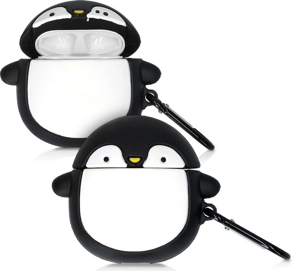 kwmobile Hülle kompatibel mit Apple Airpods 1 & 2 Hülle - Silikon Kopfhörer Schutzhülle Case Cover Schwarz Weiß Gelb