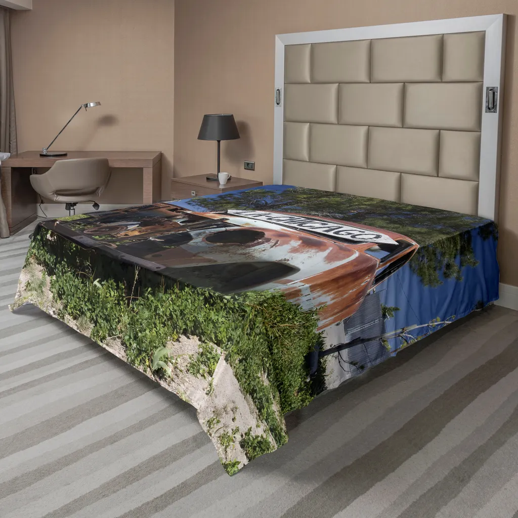 Drap de lit plat Route 66 Vintage ABAKUHAUS 266x260cm en Tissu Doux