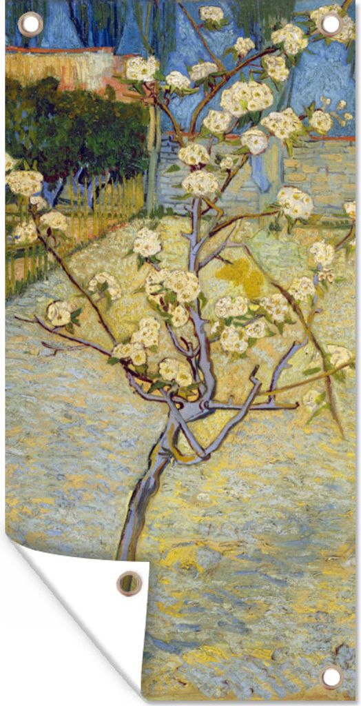 MuchoWow 80x160 cm Outdoor-Poster Gartendeko Sichtschutz Garten Poster für den Garten Blühender Birnbaum - Vincent van Gogh