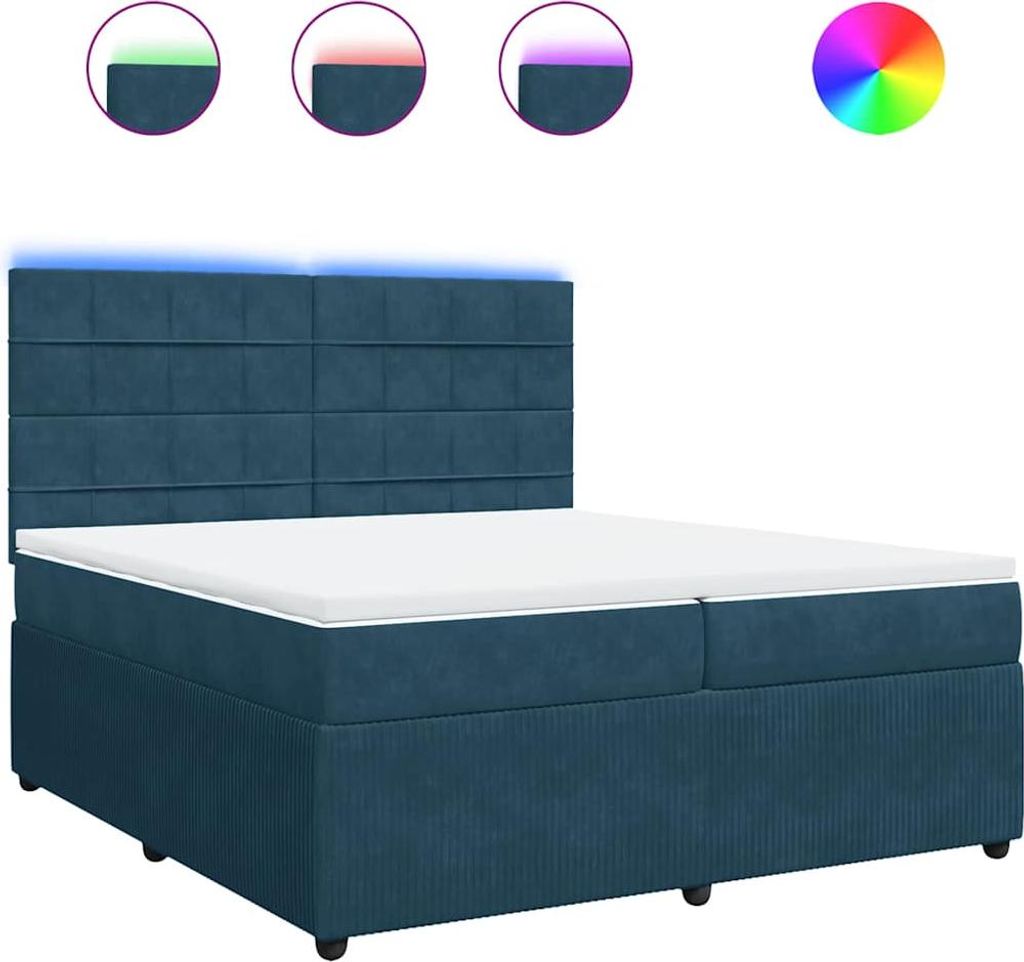 vidaXL Boxspringbett mit Matratze Blau 200x200 cm Samt