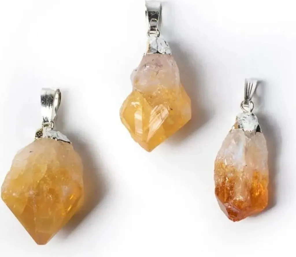Pendentif Citrine pour Lithothérapie - Pierres Brutes de 3 cm en Lot de 2