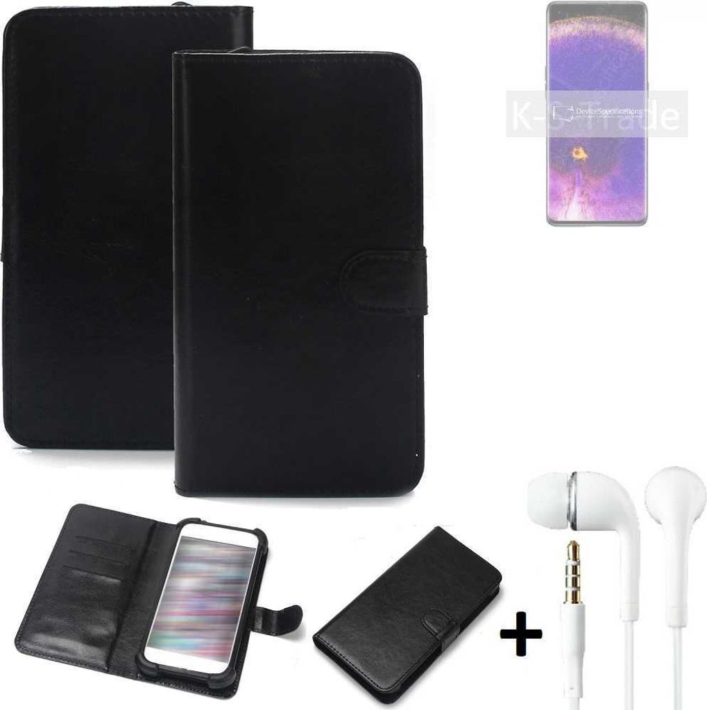 K-S-Trade Wallet Case Handyhülle kompatibel mit Oppo Find X5 Pro Schutzhülle Flip cover Flipstyle Tasche Hülle Flipcover Slim Bumper schwarz + in