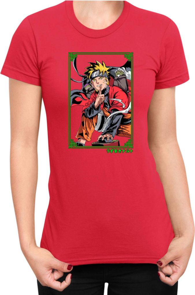 Damen T-Shirt Japan Anime Manga Naruto Sage Frog, Lady XS / Rot