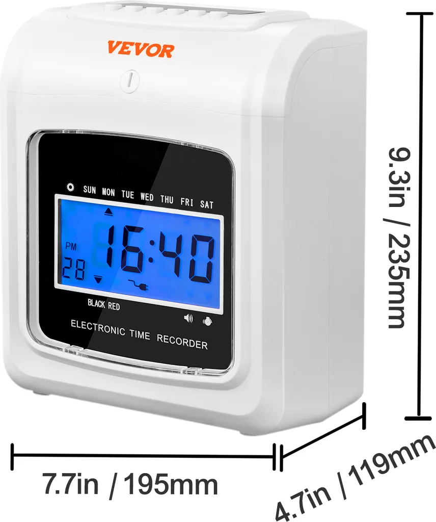 Horloge de pointage VEVOR électronique avec 102 cartes de pointage - 8