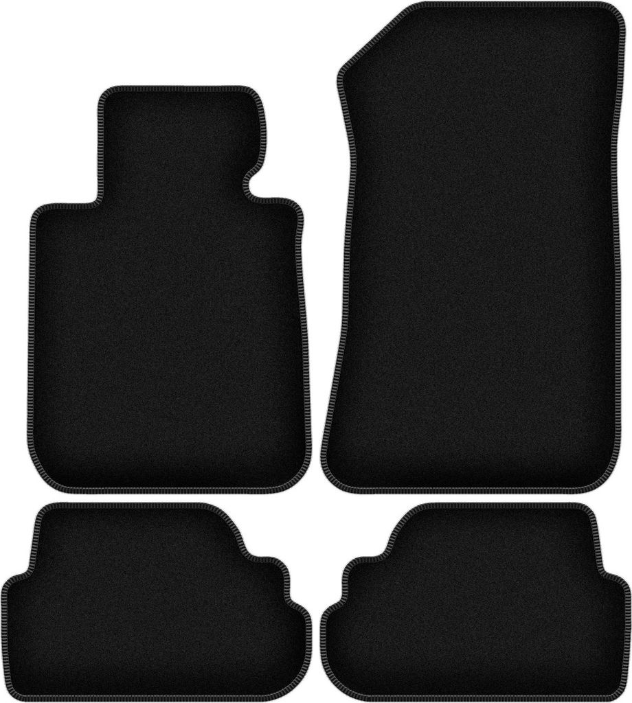 Wielganizator Velours-Autoteppiche – passend für BMW 1 E88 (Cabrio, Bj. 2004-2011) – schwarz, passgenau, mit Befestigungen set 4 Stk.