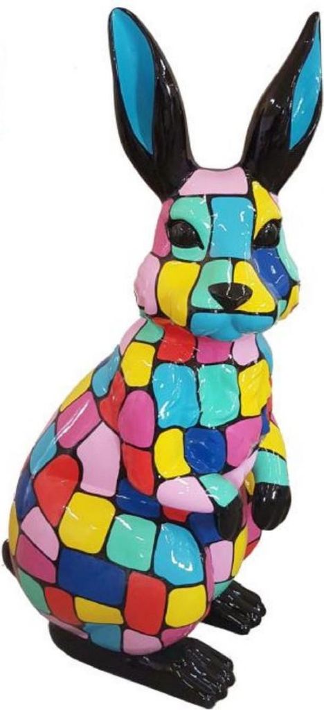 Casa Padrino Luxus Deko Skulptur Hase Bunt H. 220 cm - Riesige Gartenskulptur - XXL Deko Skulptur - XXL Deko Figur - XXL Tierfigur - Luxus Garten D...