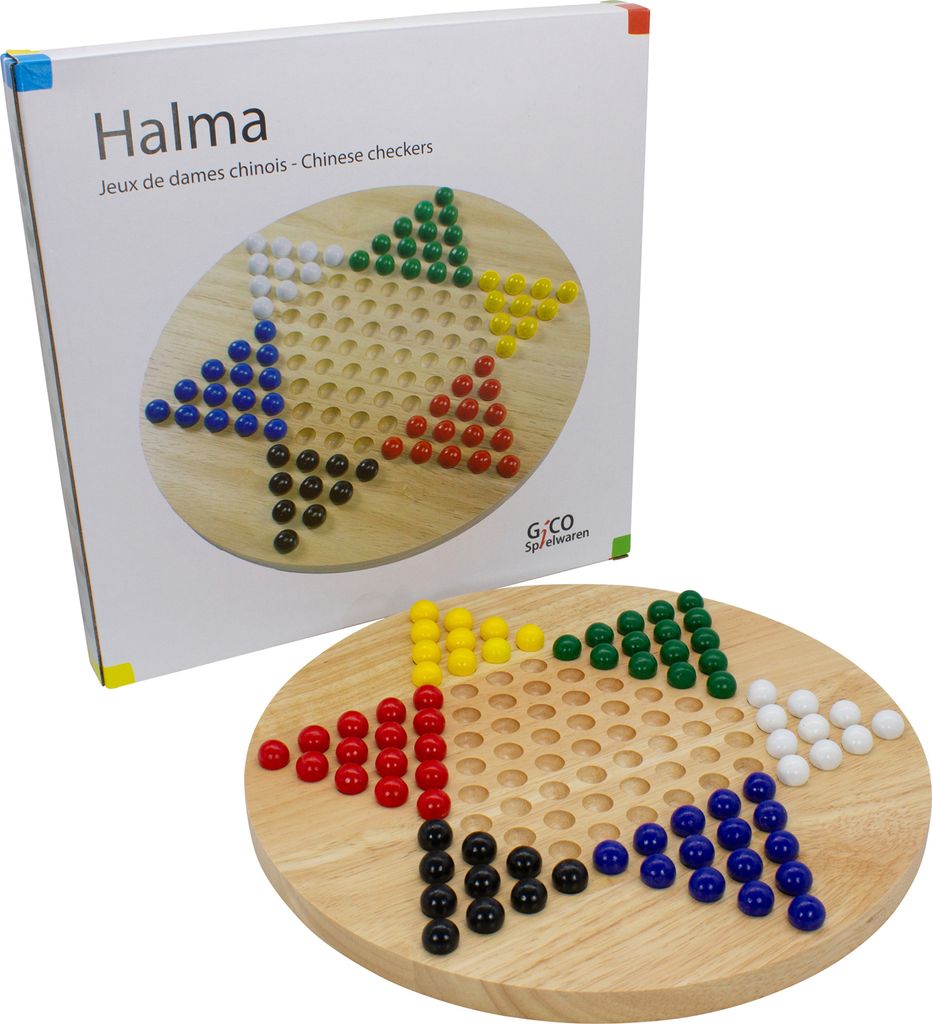GICO Holz Halma Spiel XL - das Brettspiel für die ganze Familie, stabile Ausführung. Bekanntes Gesellschaftsspiel Spiel für Jung und Alt -7960