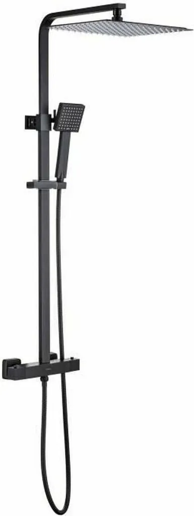 Système de douche complet avec tête carrée XXL en inox et ABS noir
