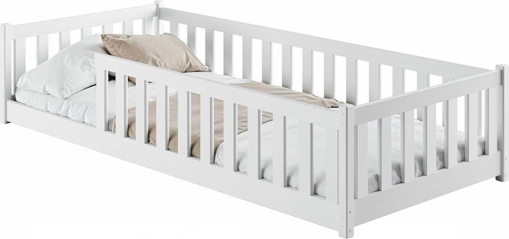 FURNLUX Kids Einzelbett Bella Weiss 80x160cm / Hauptfarbe: Weiß / Abmessungen: 86 x 168 x 45 cm