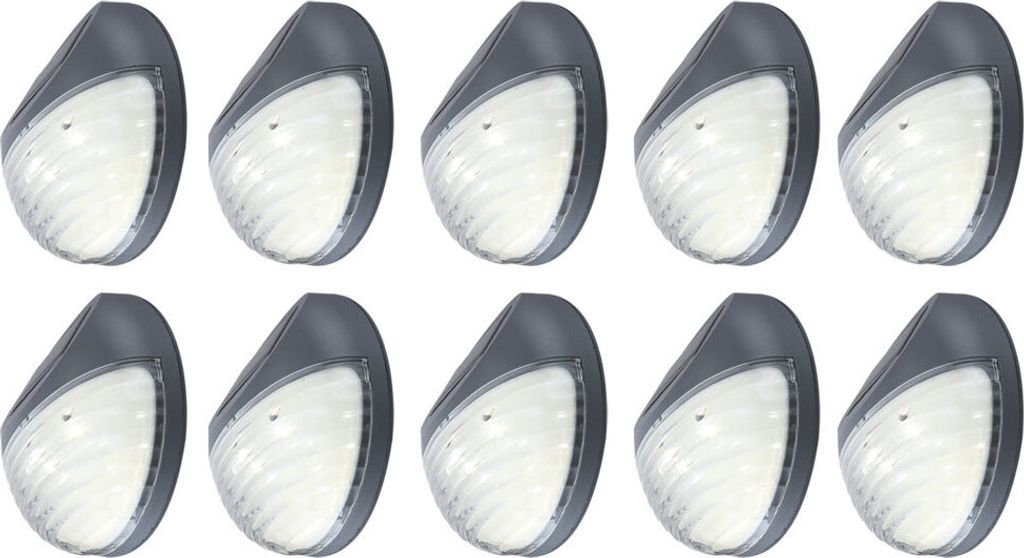 10er Set LED Zaun Solarleuchten, Durchmesser 11 cm