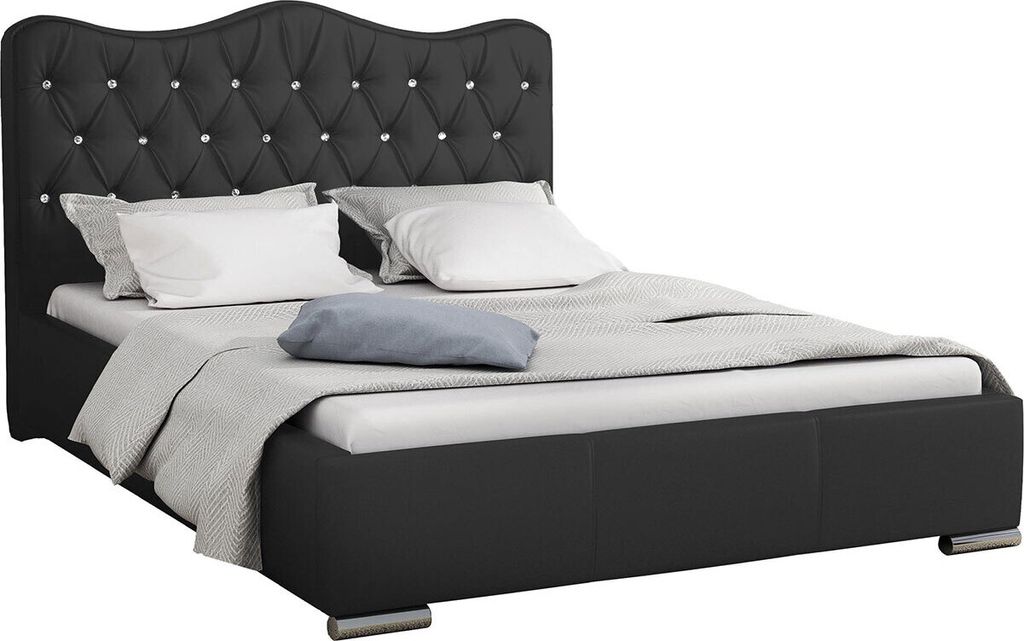 MIRJAN24 Polsterbett Santorini, Lattenrost ist integriert, Bettkasten für die Bettwäsche mit Gasdruckfeder (Farbe: Manila 19, Größe: 160 x 200 cm)