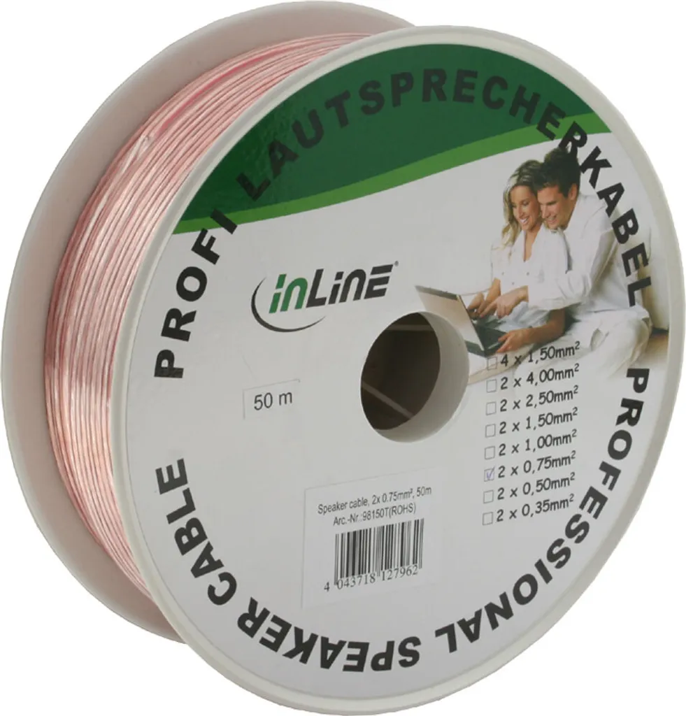 OFFERTA 50 Metri Cavo Audio InLine 2x0,75mm² CCA Trasparente