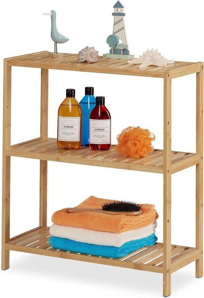 Bamboe 3-Etage-Badkamerrek - HBD 69 x 60 x 26 cm - Naturel - Verstelbaar - für Bad und Küche