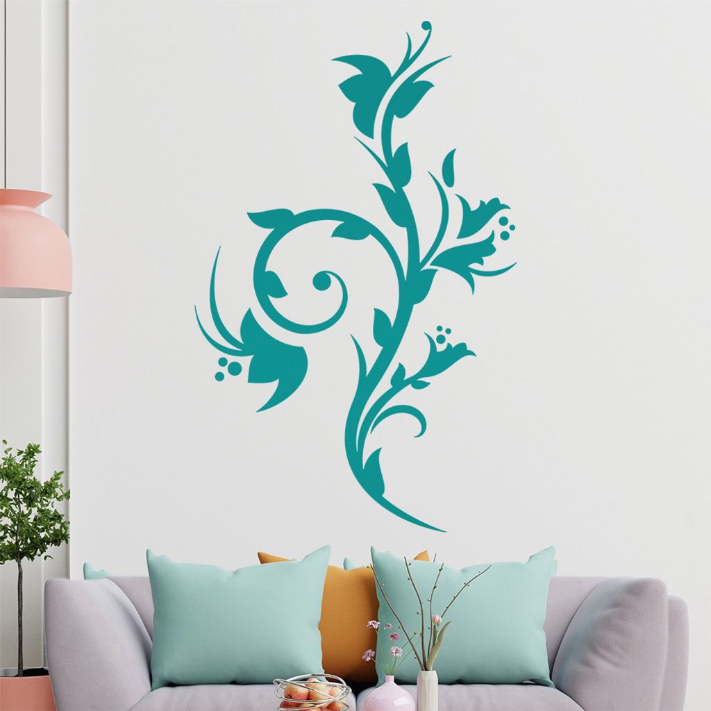 Schöne Blüten Ranke Wandtattoo in 6 Größen - Wandaufkleber Wall Sticker - Dekoration, Küche, Wohnzimmer, Schlafzimmer, Badezimmer