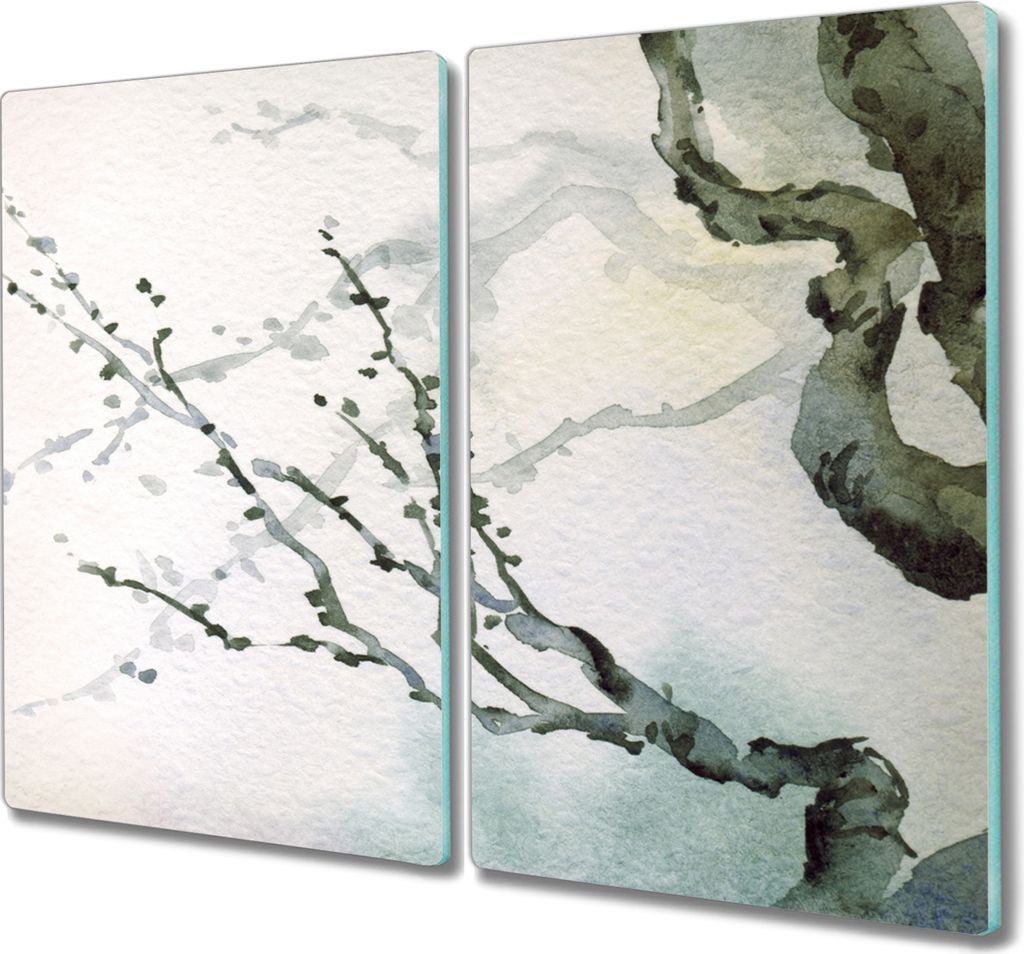 Coloray Schneidebrett Herdabdeckplatte 2x30x52 cm Kochplattenabdeckung Hackbrett Küchenbrett - Kunst Tinte Kirschbaum