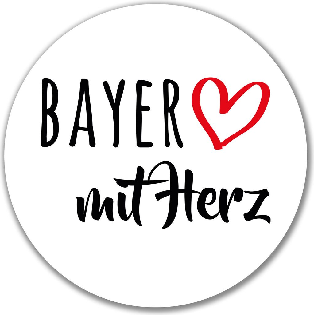 Huuraa Aufkleber Bayer mit Herz 10cm rund Sticker Geschenkidee