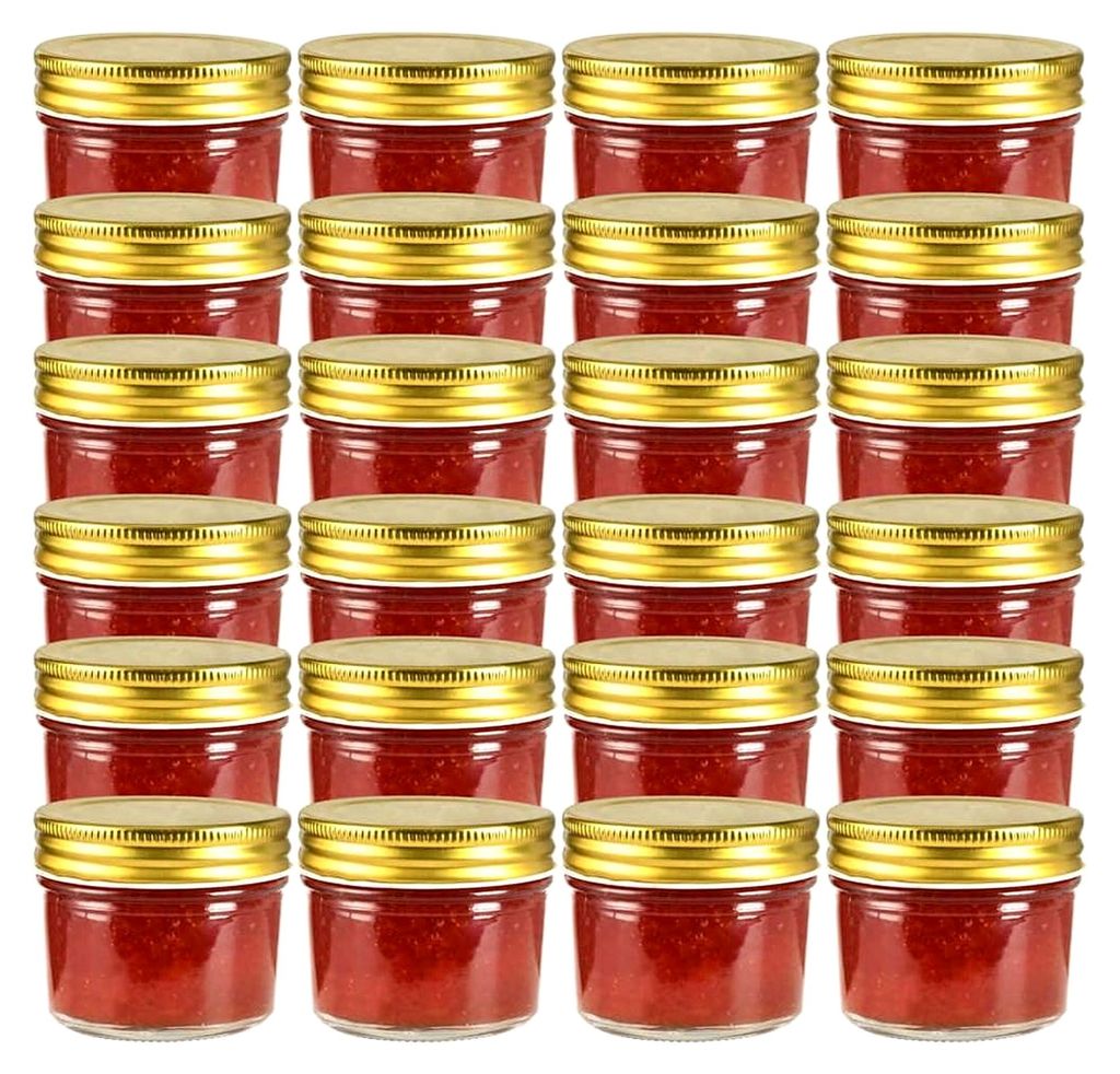 Marmeladengläser mit goldenen Deckeln, 24 Stück, 110 ml