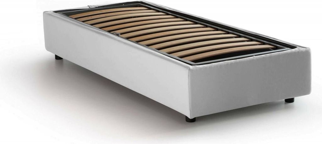 Einzelbett Asia, Containerbett mit Stoffbespannung, 100% Italy, Frontöffnung, passend für Matratze Cm 80x190, Weiß
