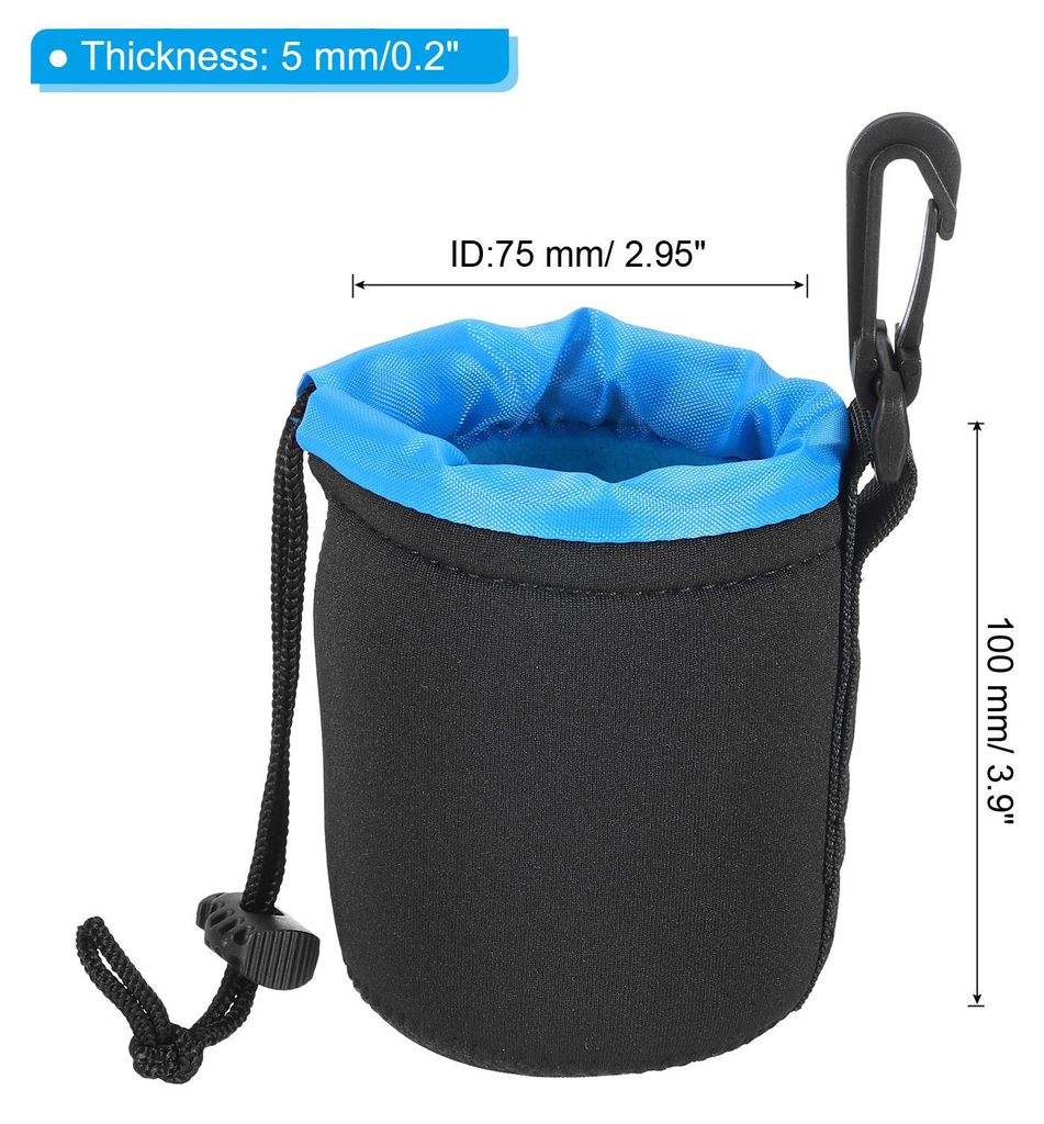 Kamera-Objektivtasche, 2 Stš¹ck 3" ID x 3,9" H Zugband-Objektivbeutel mit dickem schš¹tzendem Neopren, Objektivtasche fš¹r DSLR-Kameraobjekti...