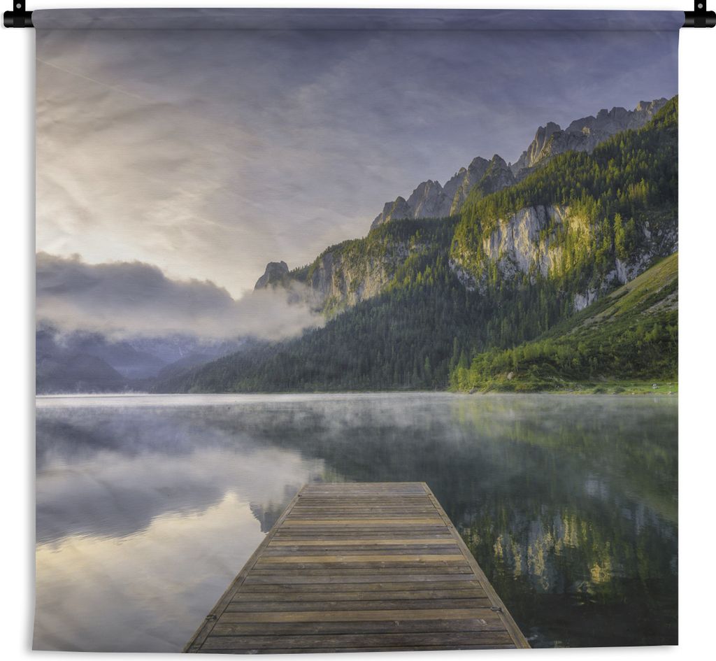 MuchoWow Wandteppich Wandbehang Sonnenaufgang über der ruhigen Landschaft in Österreich 150x150 cm Tapisserie Dekoration Wandtuch - Wohnaccesso...