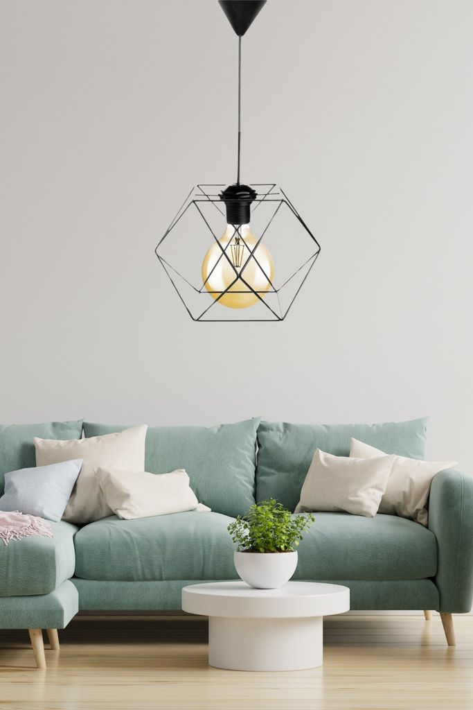 Opviq , LB054, Kronleuchter, Schwarz, Metallgehäuse, 23 x 23 x 71 cm
