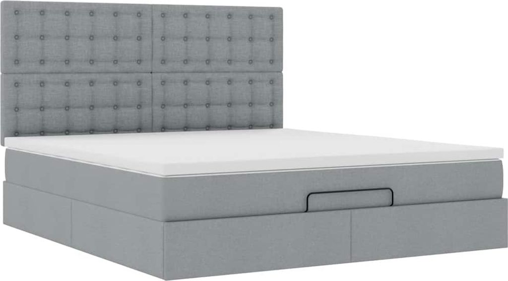 "Winteraktion" Ottoman-Bett mit Matratze Hellgrau 160x200 cm Stoff - Klassische Betten CC12174