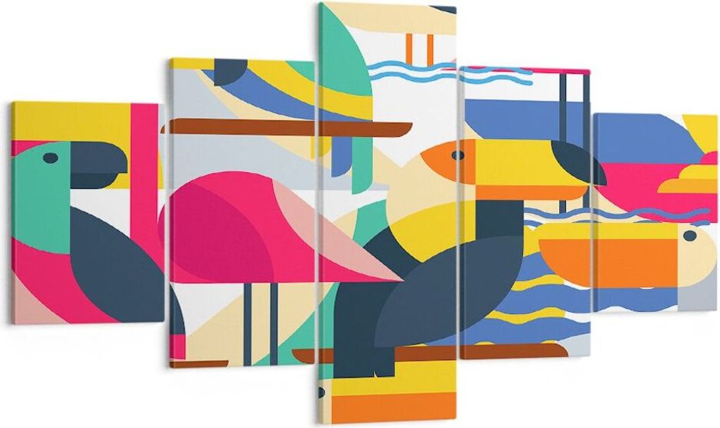Bild auf Leinwand - Leinwandbild - Vogel Abstraktion - 125x70cm - Wand Bild - Wanddeko - Wandbilder - Leinwanddruck - Bilder - Kunstdruck - Wanddek...