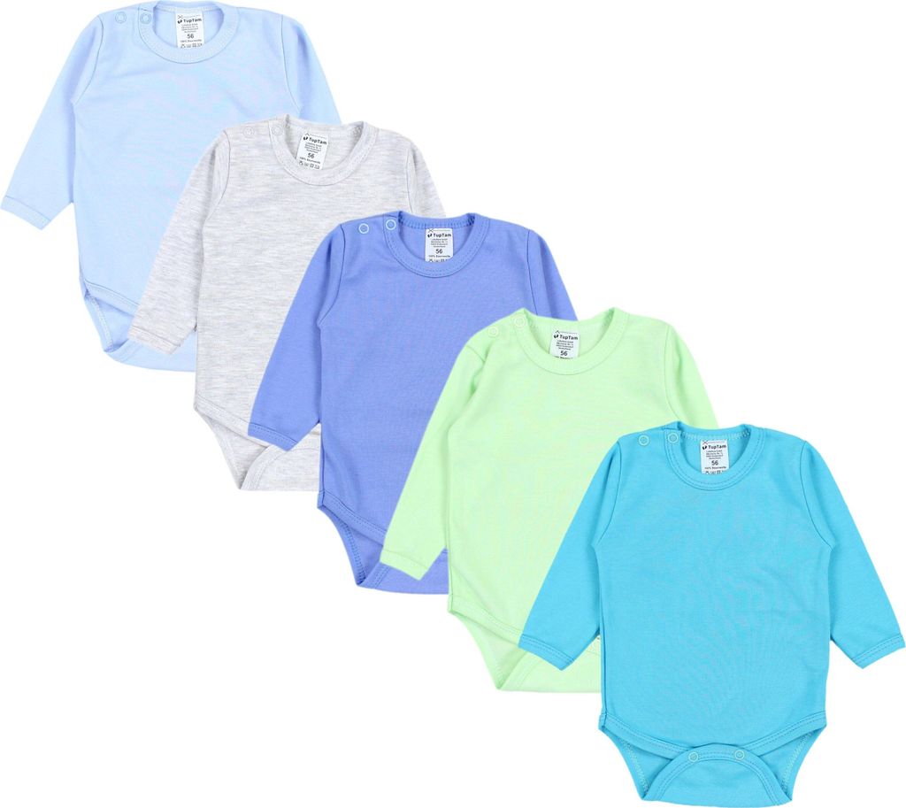 TupTam Baby Body Langarm – Weicher Body Baby 5er Pack aus Baumwolle, Unifarben, , Farbe: Farbenmix 2, Größe: 74
