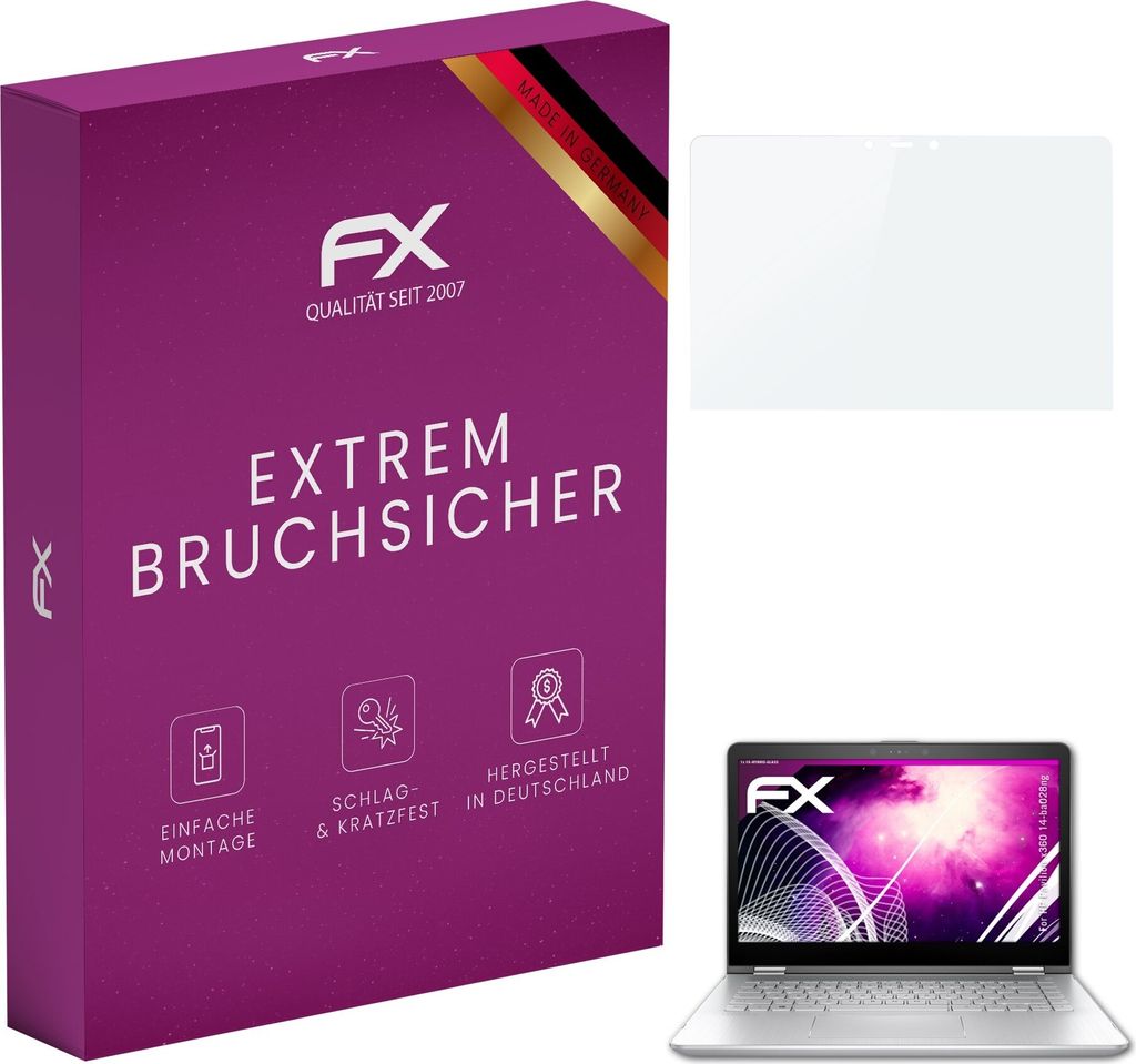 atFoliX FX-Hybrid-Glass Displayfolie kompatibel mit HP Pavilion x360 14-ba028ng Glasfolie