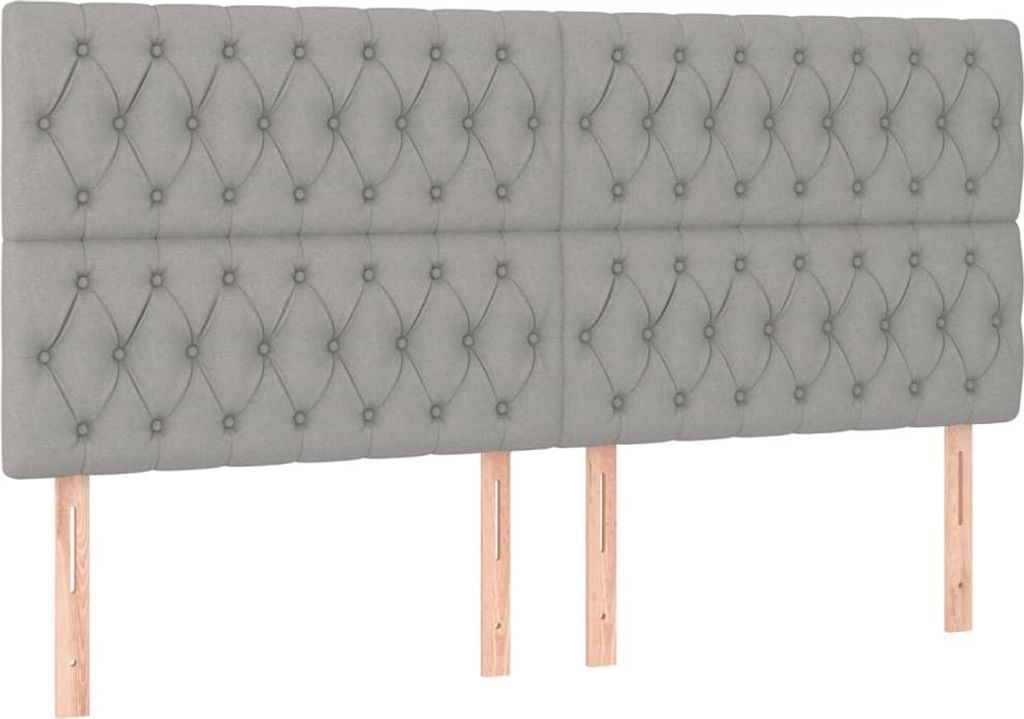 vidaXL Kopfteil Hellgrau 200 x 7 x 118/128 cm Stoff