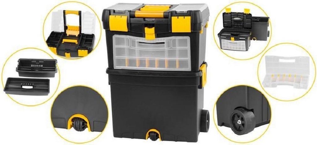 PROREGAL Kunststoff-Werkzeugkoffer Wagen 450x260x620mm verstellbarer Griff, max. 15kg