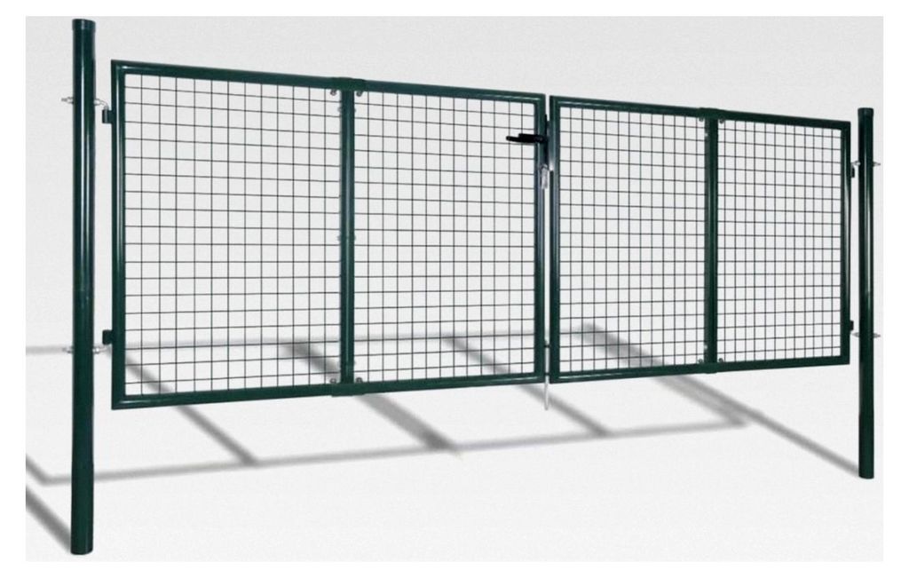 Metall Gartentor 306 x 125 cm mit 3 Schlüsseln | Gartentür Zauntür Hoftor Gartenpforte | Gartenzaun Tür aus verzinktem Stahl in Grün