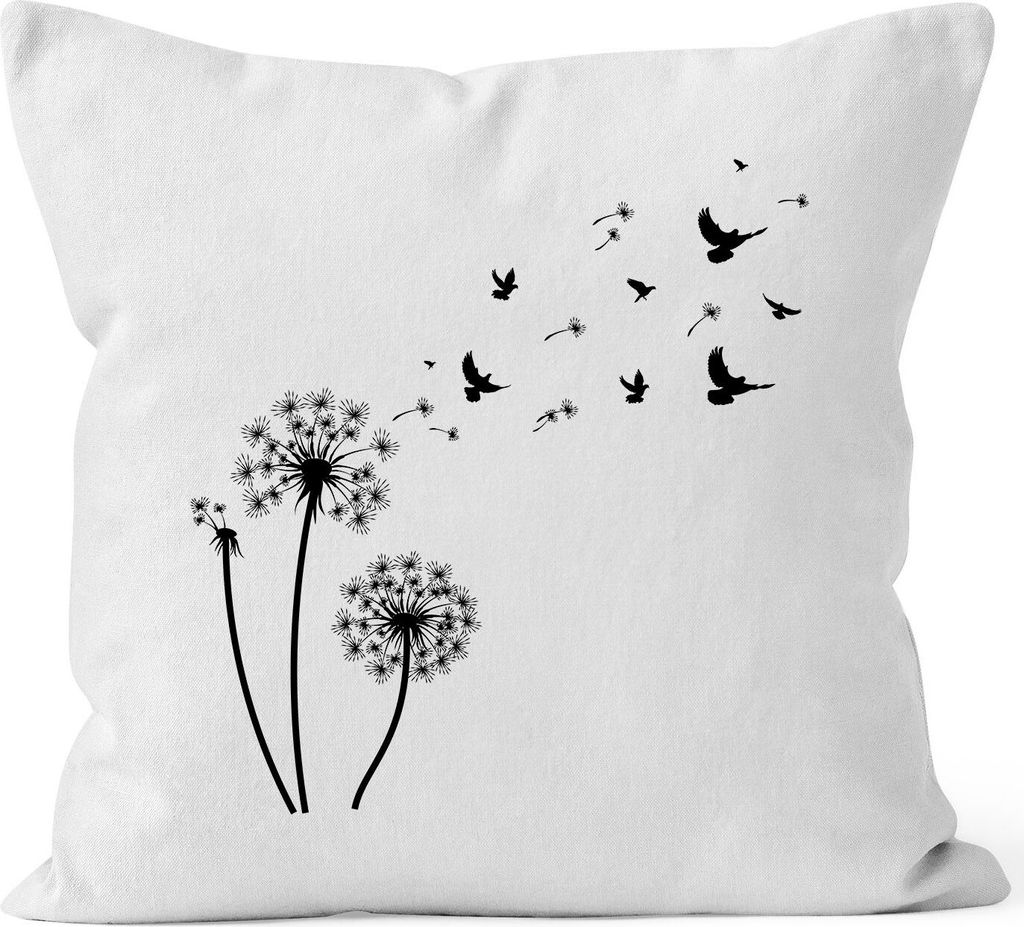 Kissenbezug Pusteblume Vögel Dandelion Birds Kissen-Hülle Deko-Kissen Autiga weiß unisize