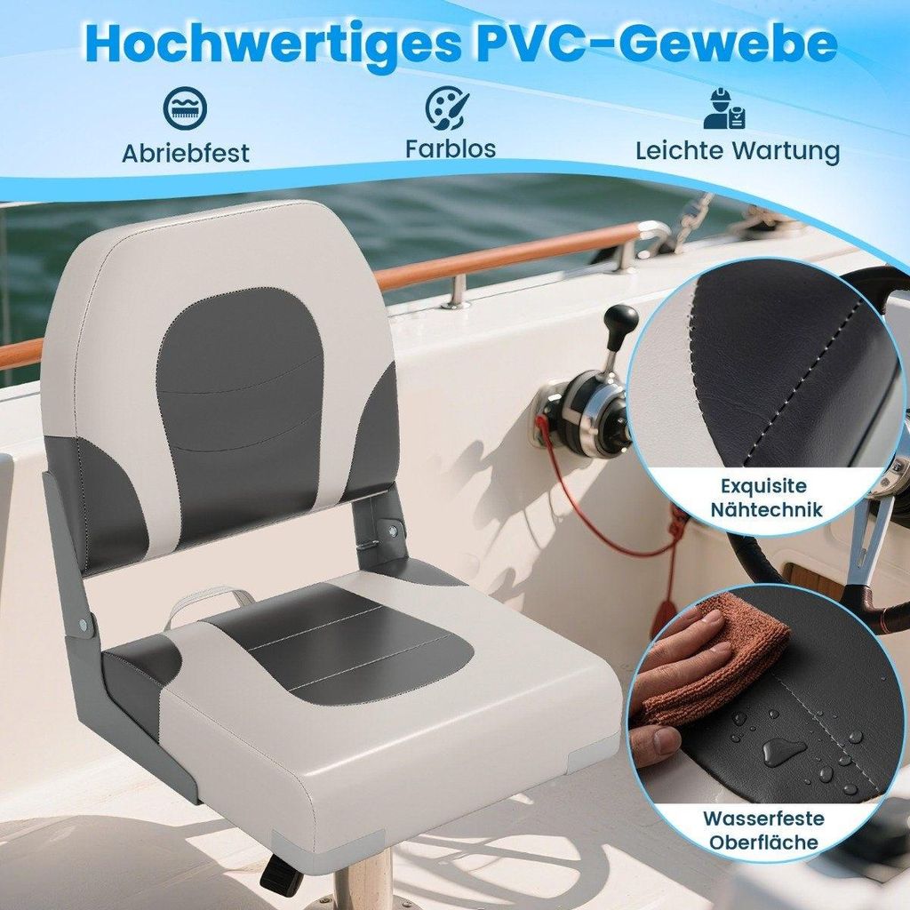 2-teiliges klappbares Bootssitz-Set, niedrige Rückenlehne, Produktbild 