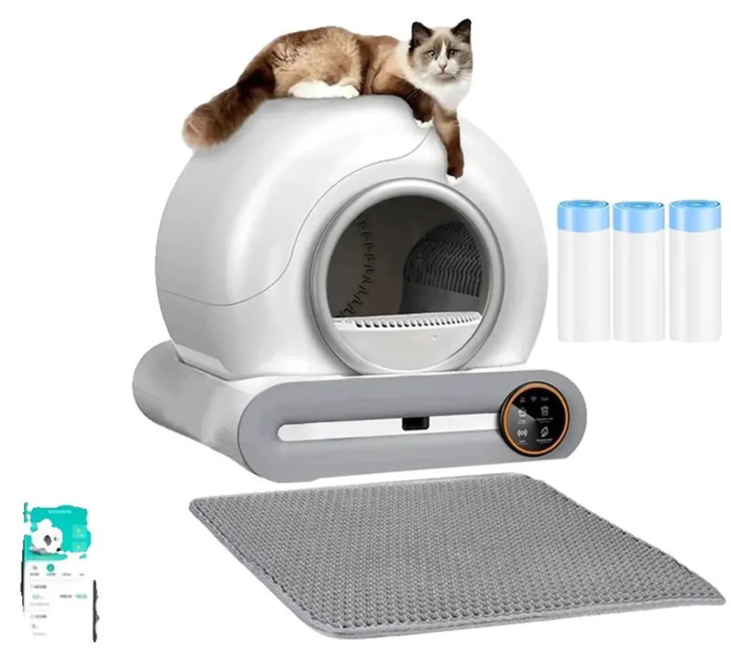 Maison de toilette automatique pour chat avec suivi santé sur mobile