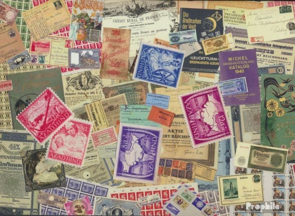Briefmarken Nationales Indien (2.WK.) 5 verschiedene Marken