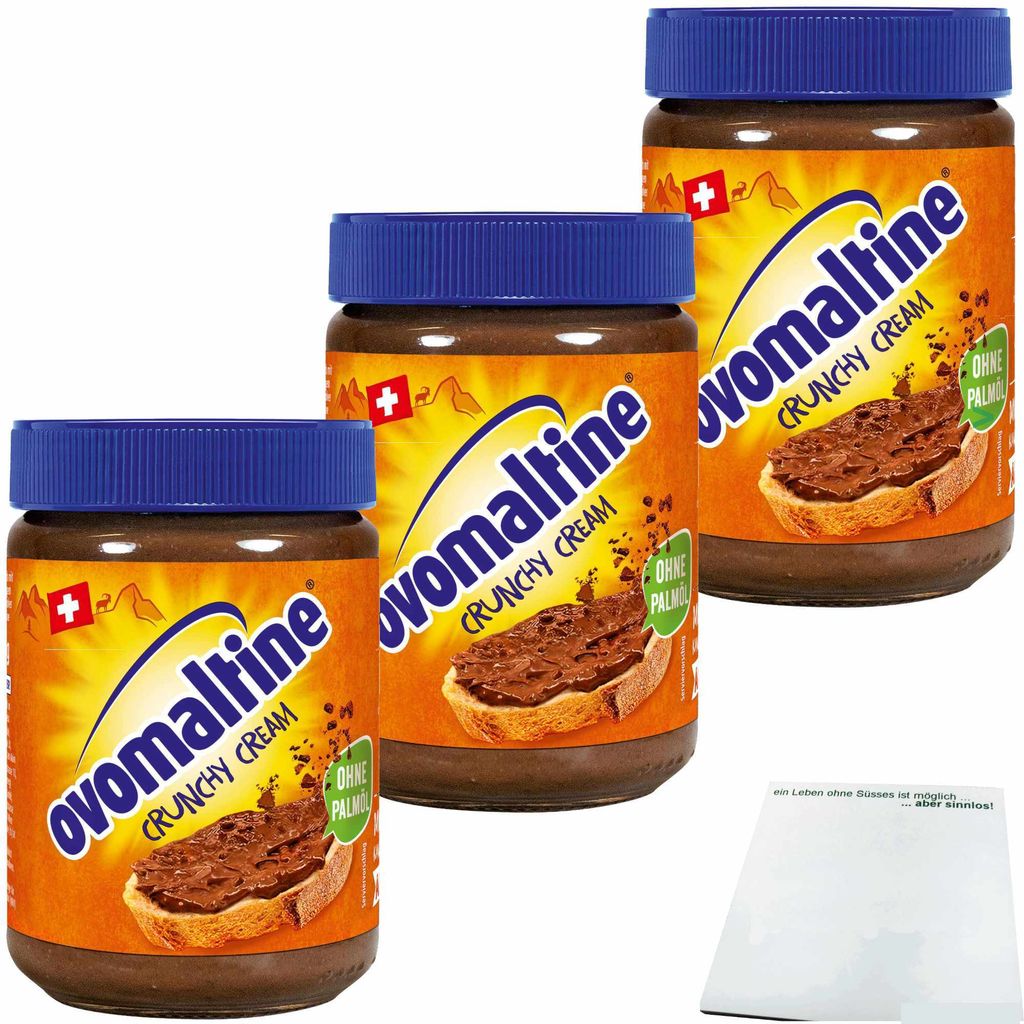 Ovomaltine Crunchy Cream 3er Pack (3x380g Glas) + usy Block
