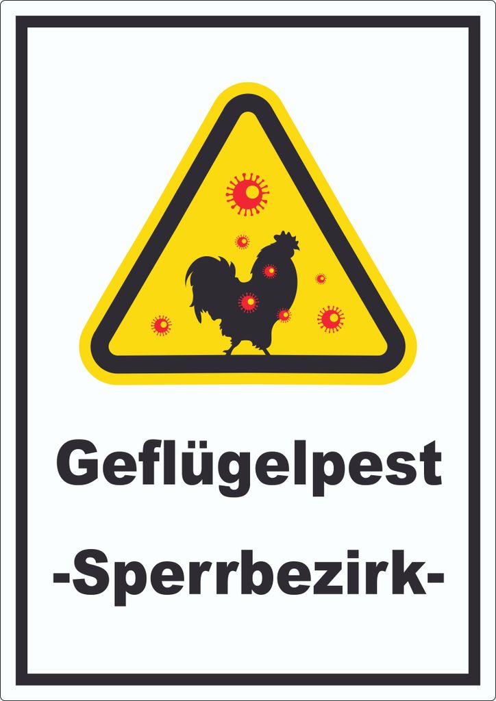 Geflügelpest Aufkleber A8 (52x74mm)
