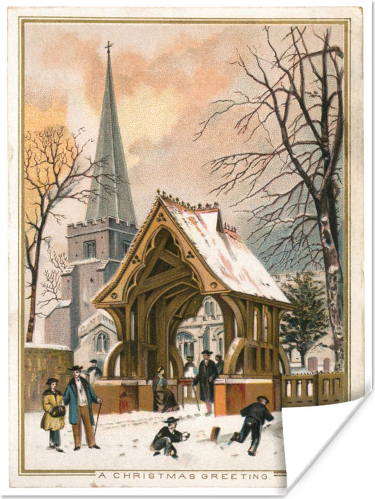MuchoWow Poster Weihnachten - Winter - Retro 120x160 cm - Wandbilder