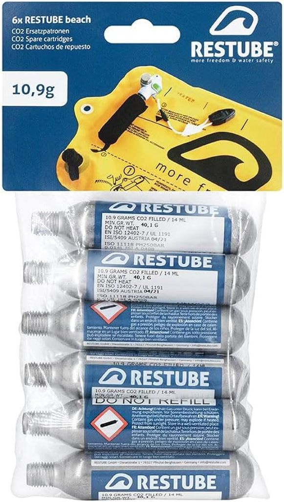 Cartouches de CO₂ Restube (10,9 g) – lot de 6 Image du produit 
