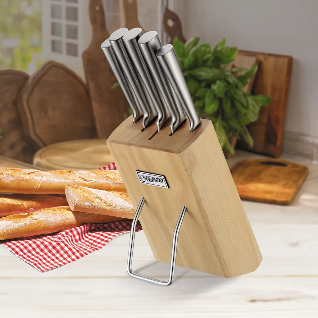 MasterChef Set Coltelli da Cucina Professionali, Collezione per Pane, Carne e Verdure, Acciaio Inox, Prova di Calore, Manici in Legno, Lavabile in Lav | Leroy Merlin