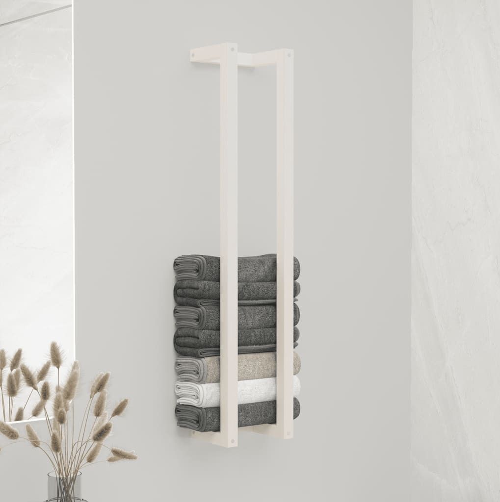 "WINTER SALE"Handtuchhalter Weiß 23x18x110cm Massivholz Kiefer NEU722141 - Badregale