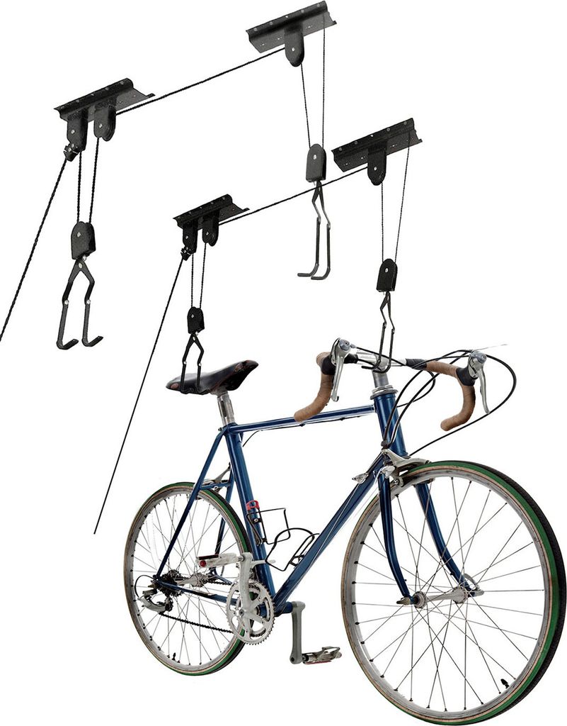 set di 2 sollevatori per biciclette con blocco a carrucola Immagine del prodotto 