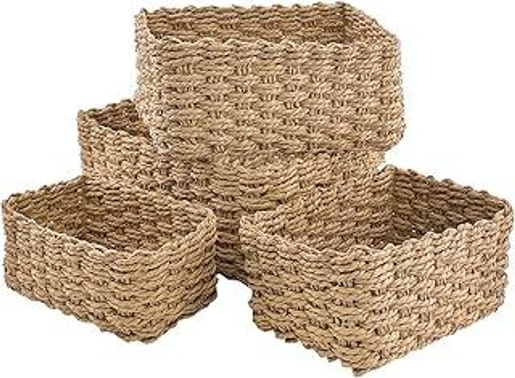 Korb Aufbewahrung Badezimmer Bad Körbchen Aufbewahrungsbox Deko Aufbewahrungskörbe 4er Set aus Gewebtem Recyclebarem Papierseil,für Accessoires ...