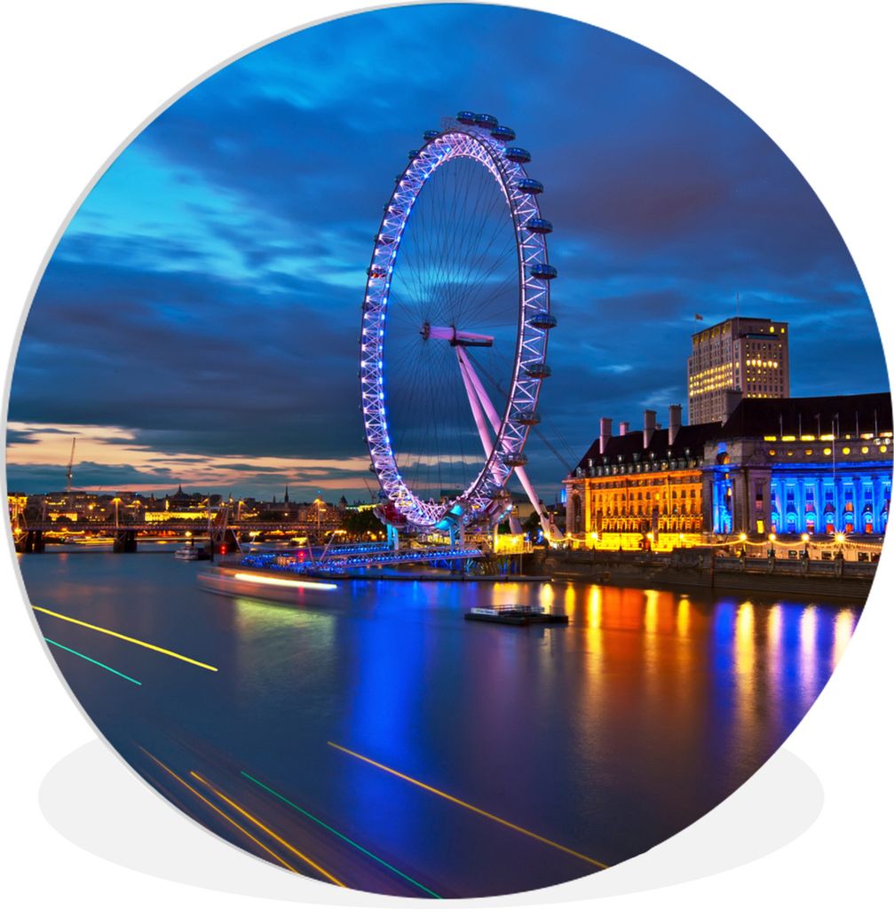 MuchoWow Rundes Wandbild - Runde Bilder London - London Eye - Riesenrad Ø 90 cm Kreis Wanddekoration Kunststoff - Wandkreis - Wandschmuck - Wand...